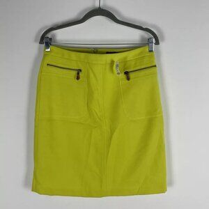 J MCLAUGHLIN Lyndon Zip Pocket Chartreuse Mini Skirt, Size 4 NWOT  MSRP …